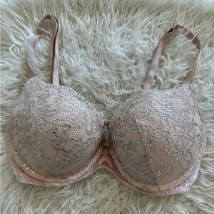 Victoria’s Secret Very Sexy Pink and shiny Silver Lacey Push Up Bra in size 34B
